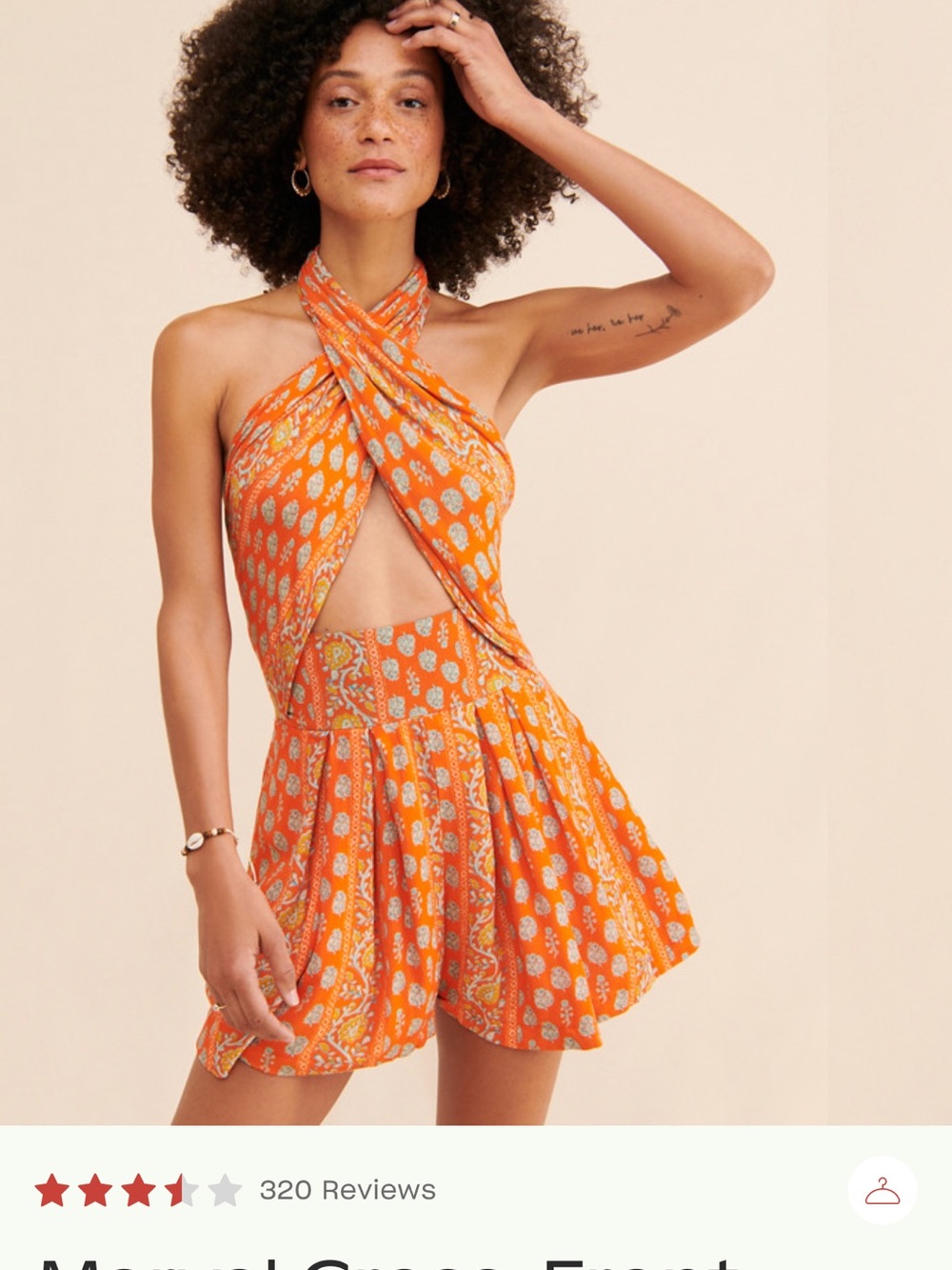 Free People Maryal Orange Paisley Cross-Front Romper